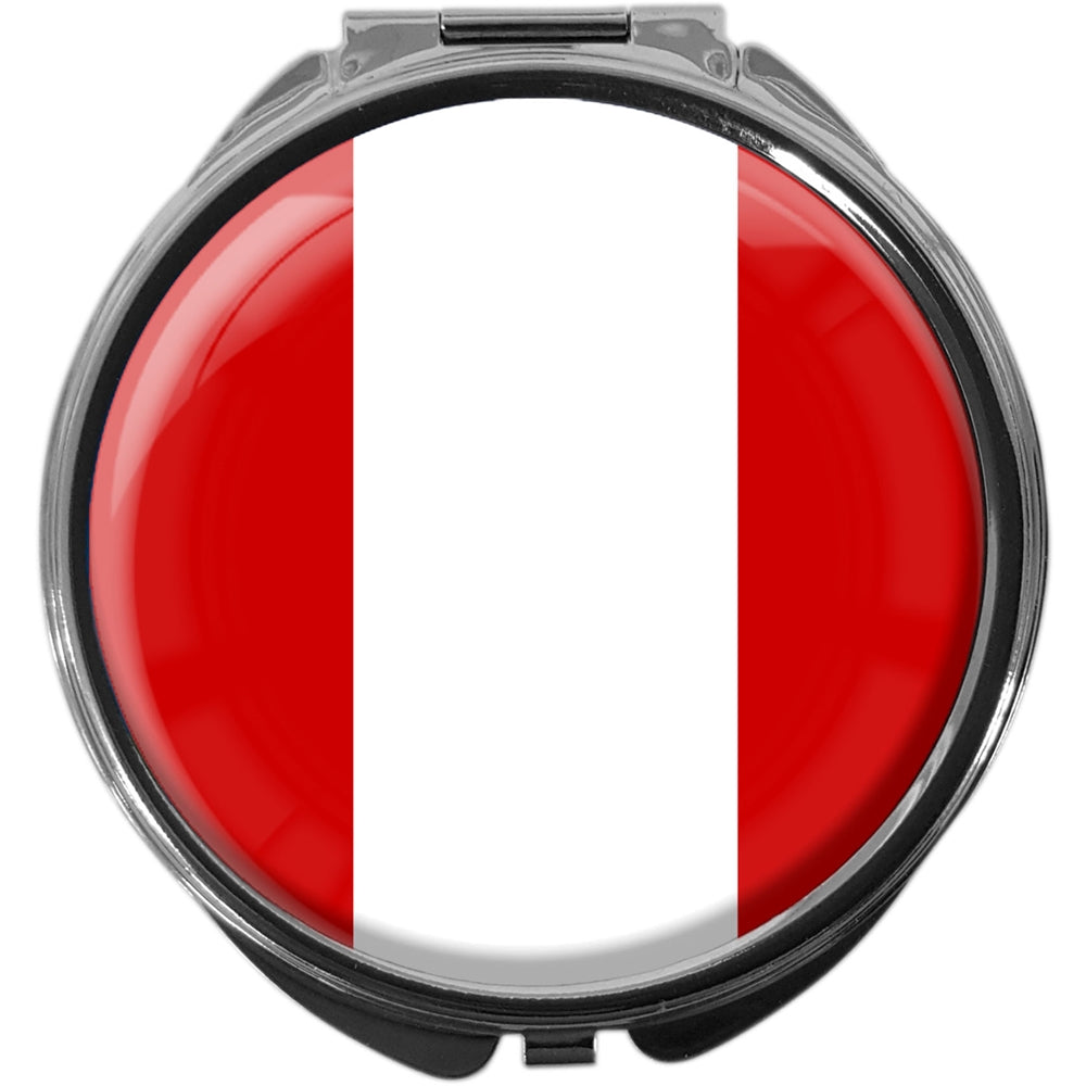 metALUm Pillendose mit Spiegel rund Metall 3 Fächer FLAGGE PERU #0081