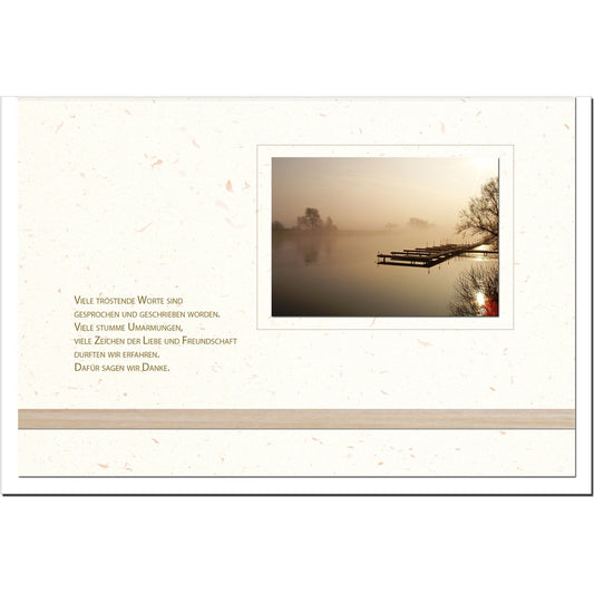 Trauer Danksagungskarten Motiv Steg im Nebel im 5er Set mit weißen Umschlägen
