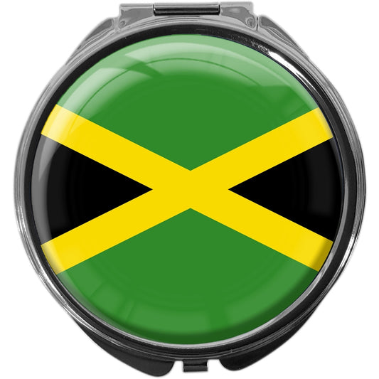 metALUm Pillendose mit Spiegel rund Metall 3 Fächer FLAGGE JAMAIKA #0097