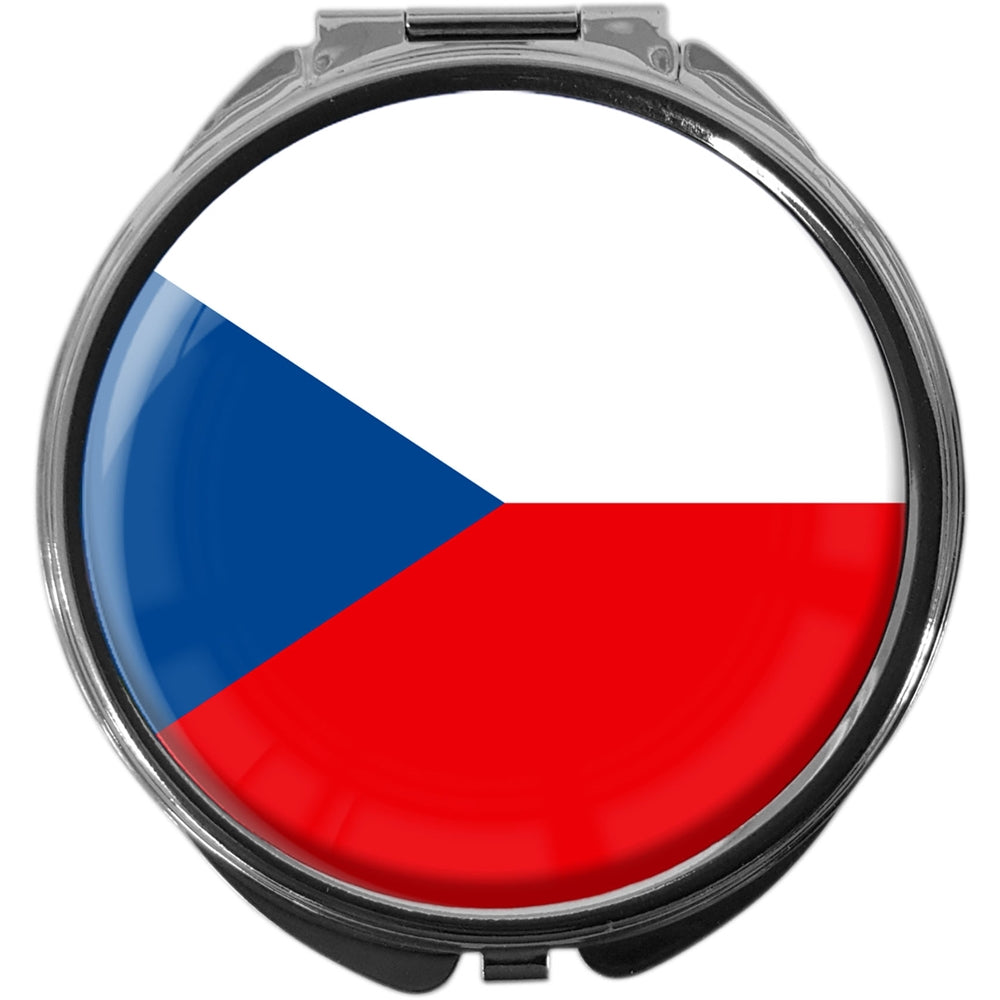 metALUm Pillendose mit Spiegel rund Metall 3 Fächer FLAGGE TSCHECHIEN #0050