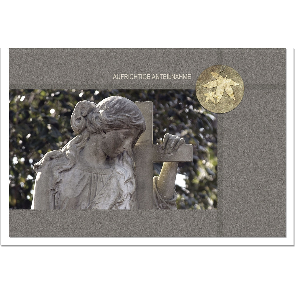 Trauerkarte Beileidskarte Kondolenzkarte Anteilnahme Abschied Engel mit Umschlag