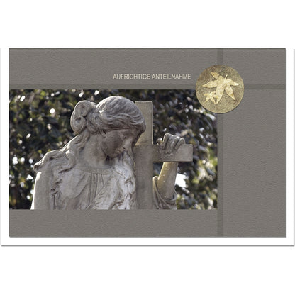 Trauerkarte Beileidskarte Kondolenzkarte Anteilnahme Abschied Engel mit Umschlag