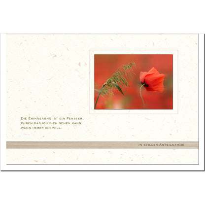 Trauerkarte ERINNERUNG - Mohn im Wind - metALUm #00549