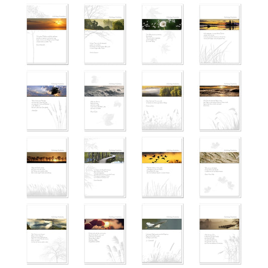 metALUm 16 exklusive, stilvolle Trauerkarten Beileidskarten Kondolenzkarten im Set