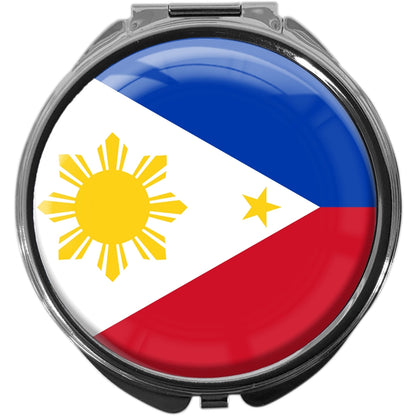 metALUm Pillendose mit Spiegel rund Metall 3 Fächer FLAGGE PHILIPPINEN #0103