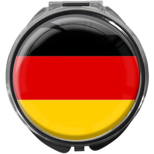 metALUm Pillendose mit Spiegel rund Metall 3 Fächer FLAGGE DEUTSCHLAND #0009