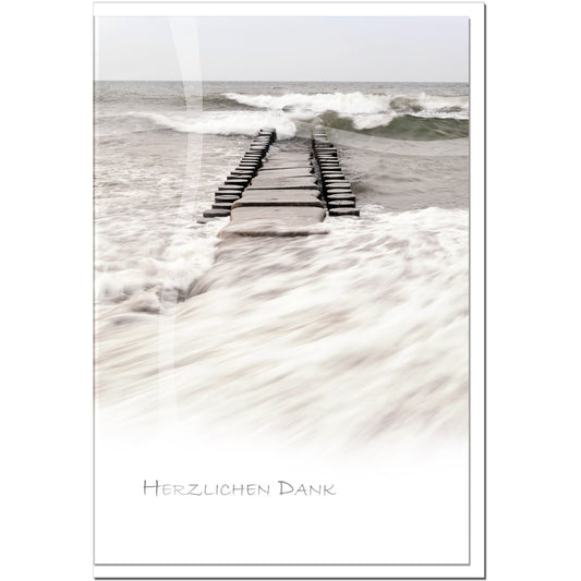 Trauer Danksagungskarten Motiv wilde Brandung im 5er Set mit weißen Umschlägen
