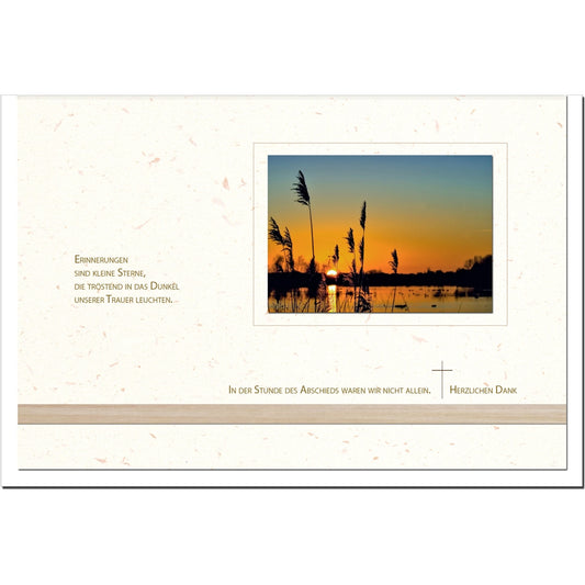 Trauer Danksagungskarten Motiv See am Abend im 5er Set mit weißen Umschlägen