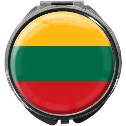 metALUm Pillendose mit Spiegel rund Metall 3 Fächer FLAGGE LITAUEN #0058