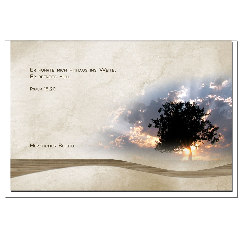 Trauerkarte IN GOTTES HAND - Baum im Sonnenuntergang - metALUm # 1201093