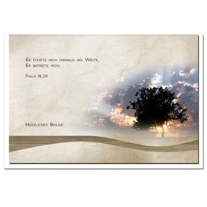 Trauerkarte IN GOTTES HAND - Baum im Sonnenuntergang - metALUm # 1201093
