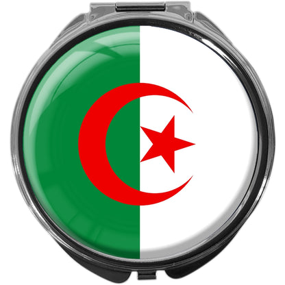 metALUm Pillendose mit Spiegel rund Metall 3 Fächer FLAGGE ALGERINE #0113