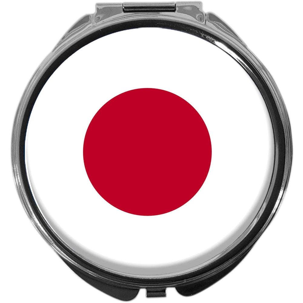 metALUm Pillendose mit Spiegel rund Metall 3 Fächer FLAGGE JAPAN #0044