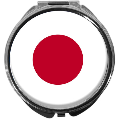 metALUm Pillendose mit Spiegel rund Metall 3 Fächer FLAGGE JAPAN #0044