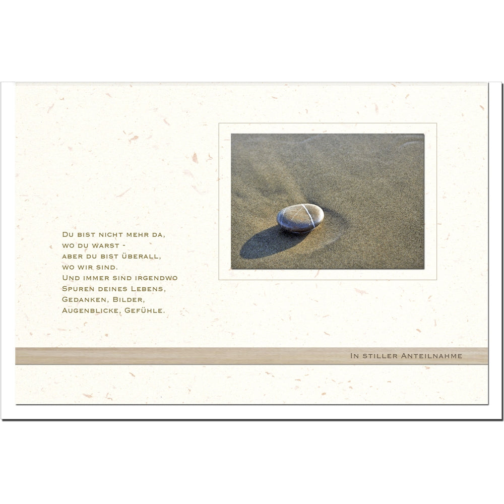 Kondolenzkarte ERINNERUNG - Stein im Sand - metALUm #00552