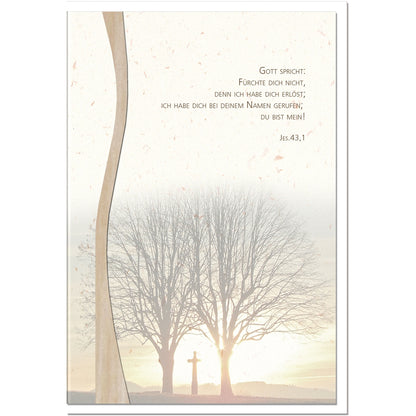 Trauerkarte ERLÖSUNG - Kreuz im Sonnenuntergang - metALUm #01405