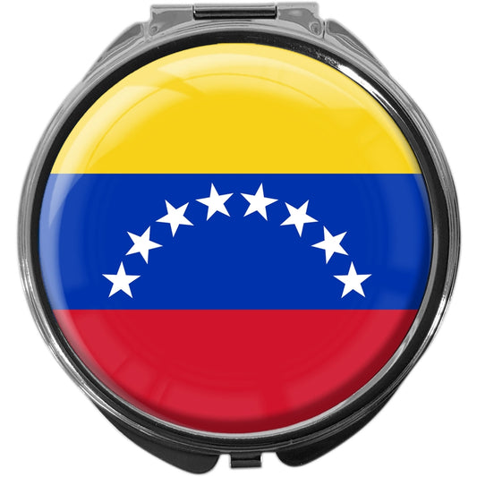 metALUm Pillendose mit Spiegel rund Metall 3 Fächer FLAGGE VENEZUELA #0079