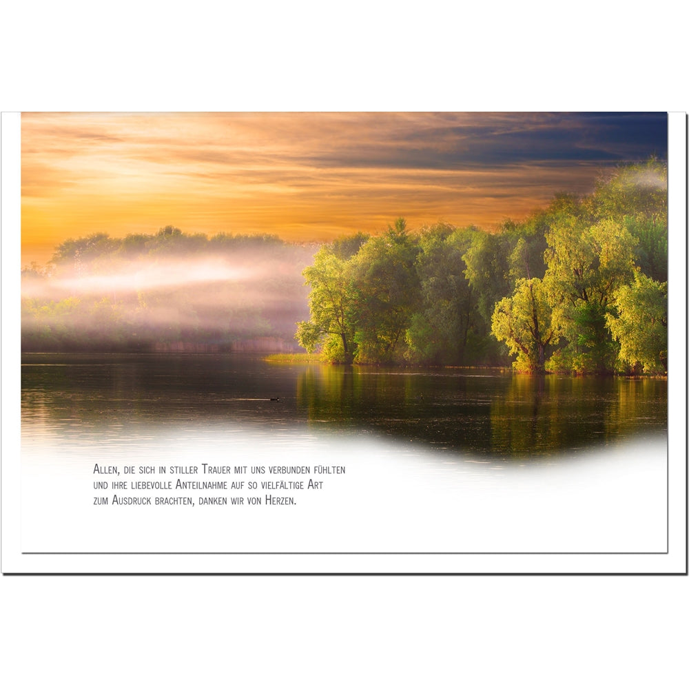 Trauer Danksagungskarten Motiv See 5er Set mit weißen Umschlägen