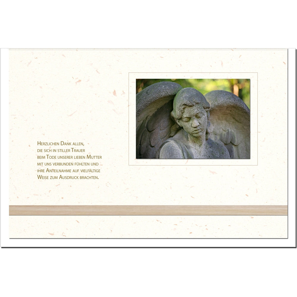 Trauer Danksagungskarten Motiv Engel 5er Set mit weißen Umschlägen
