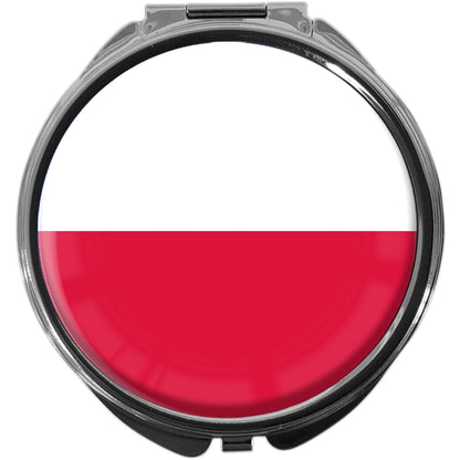 metALUm Pillendose mit Spiegel rund Metall 3 Fächer FLAGGE POLEN #0039