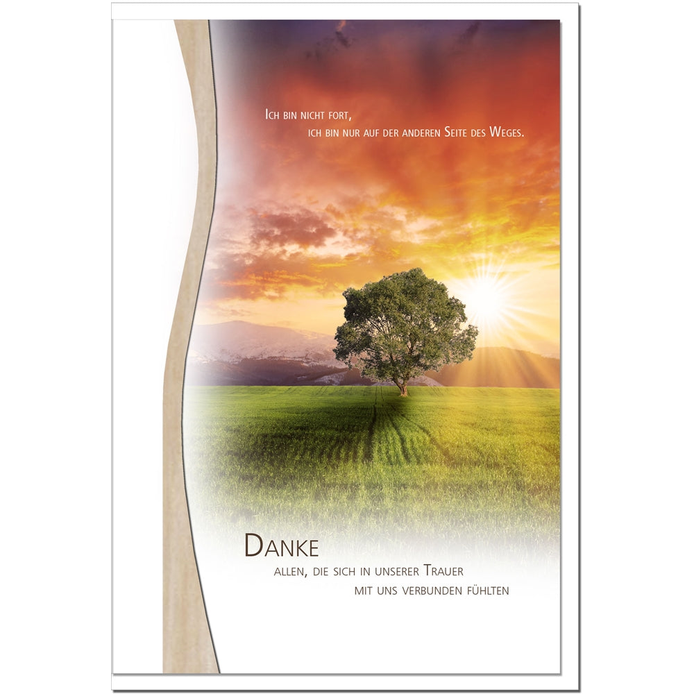 Trauer Danksagungskarten Motiv: Sonnenuntergang im 5er Set mit weißen Umschlägen