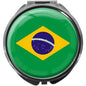 metALUm Pillendose mit Spiegel rund Metall 3 Fächer FLAGGE BRASILIEN #0015