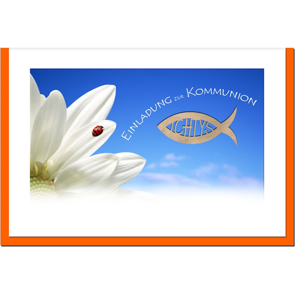 metALUm Einladungskarten KOMMUNION - Marienkäfer - 10 Karten - 1601014