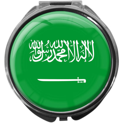 metALUm Pillendose mit Spiegel rund Metall 3 Fächer FLAGGE SAUDI ARABIEN #0111