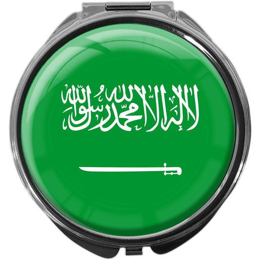 metALUm Pillendose mit Spiegel rund Metall 3 Fächer FLAGGE SAUDI ARABIEN #0111