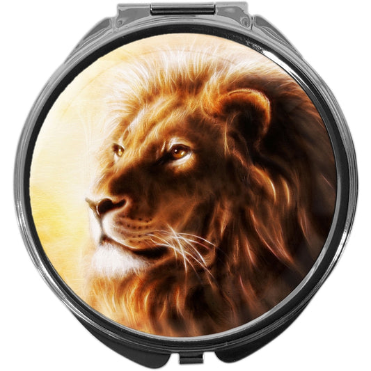 metALUm Pillendose mit Spiegel rund Metall 3 Fächer LÖWE #1161