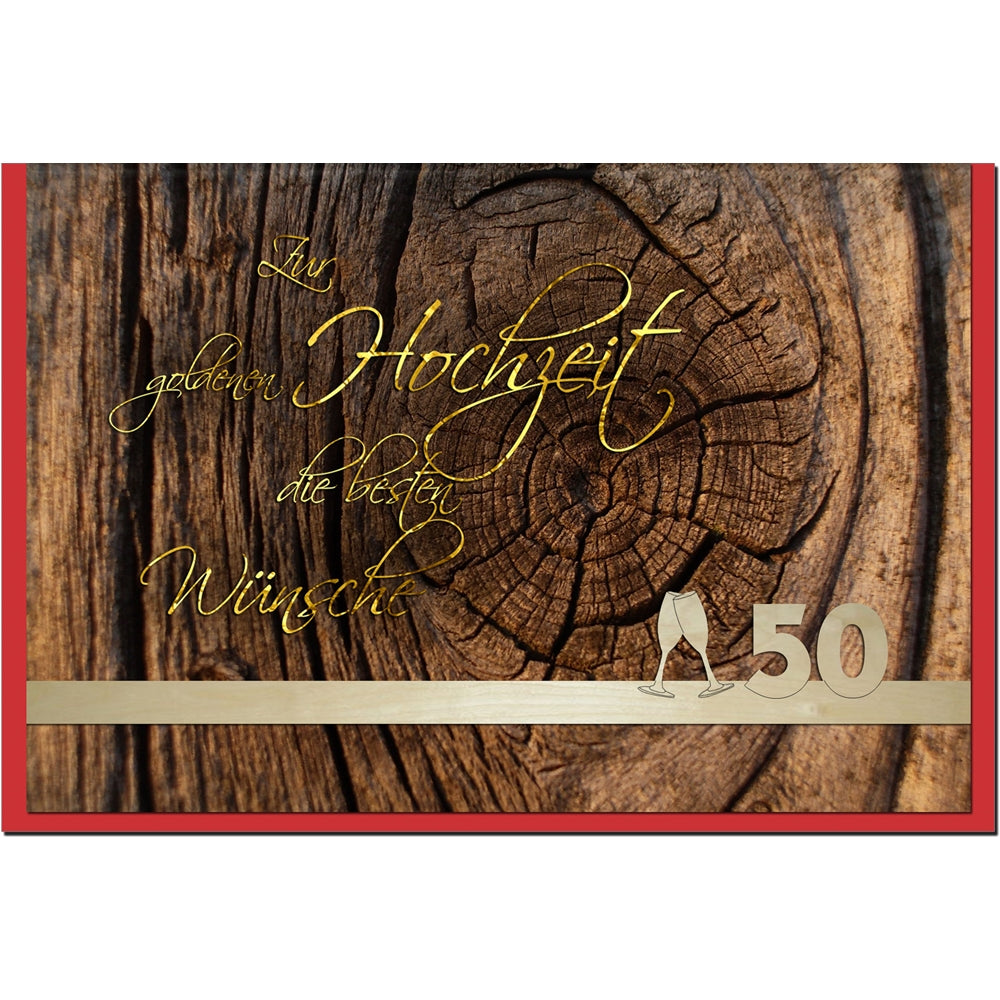 metALUm Karte zur goldenen Hochzeit HOLZ - 1207014S