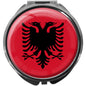 metALUm Pillendose mit Spiegel rund Metall 3 Fächer FLAGGE ALBANIEN #0067