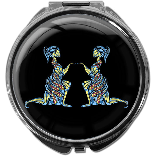 metALUm Pillendose mit Spiegel rund Metall 3 Fächer STERNZEICHEN ZWILLINGE #1224