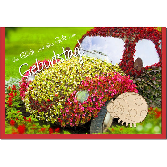 metALUm Geburtstagskarte AUTO VOLLER BLUMEN - 1206004S