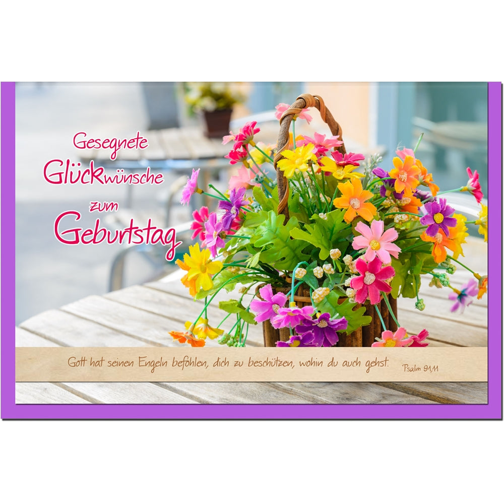 metALUm Geburtstagskarte BLUMENKORB - 1206002S