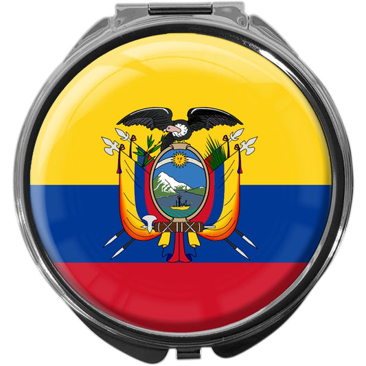 metALUm Pillendose mit Spiegel rund Metall 3 Fächer FLAGGE ECUADOR #0080