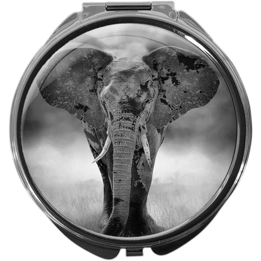 metALUm Pillendose mit Spiegel rund Metall 3 Fächer ELEFANT #1178