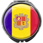 metALUm Pillendose mit Spiegel rund Metall 3 Fächer FLAGGE ANDORRA #0063
