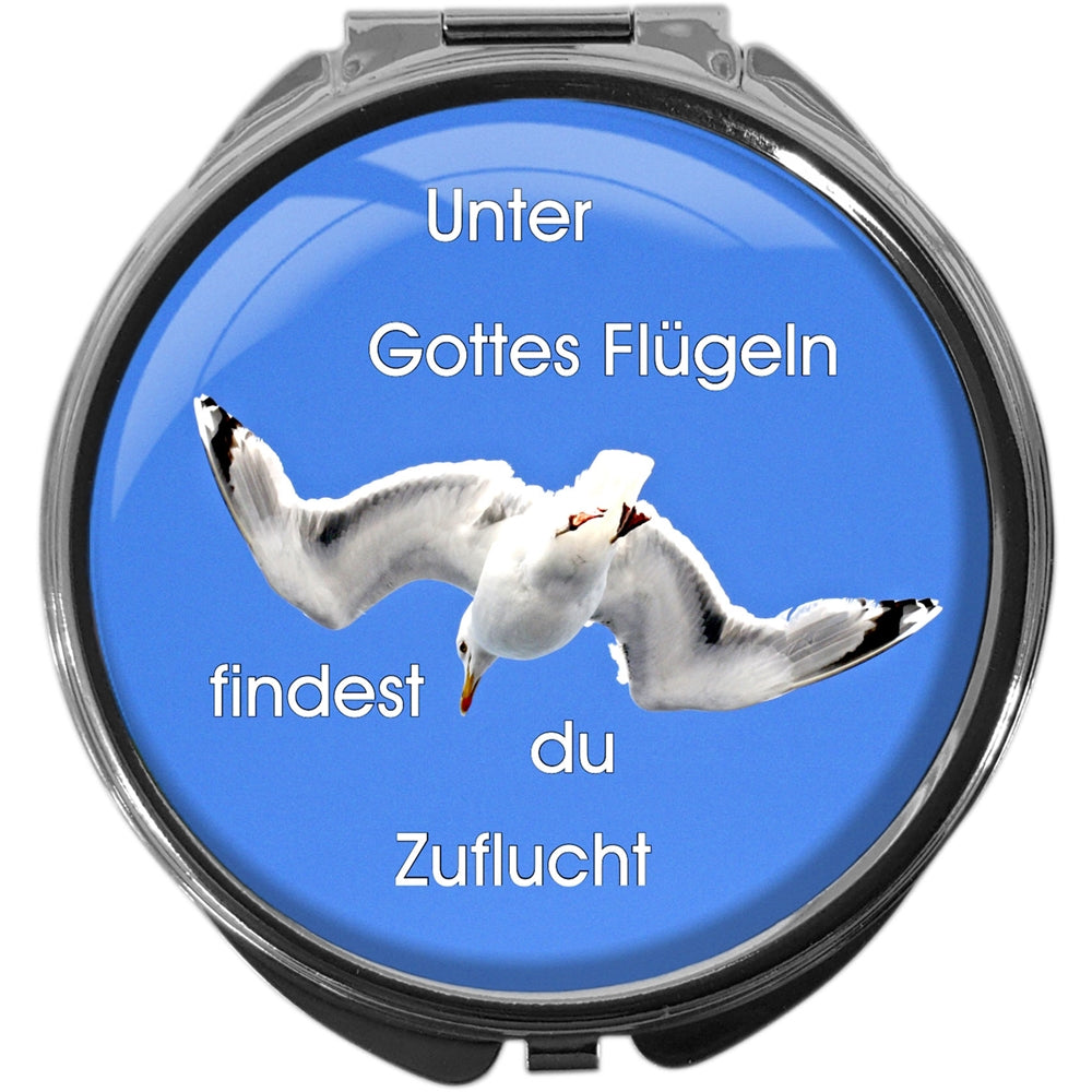 metALUm Pillendose mit Spiegel rund Metall 3 Fächer MÖWE #0006