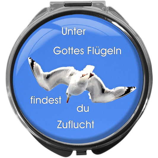 metALUm Pillendose mit Spiegel rund Metall 3 Fächer MÖWE #0006