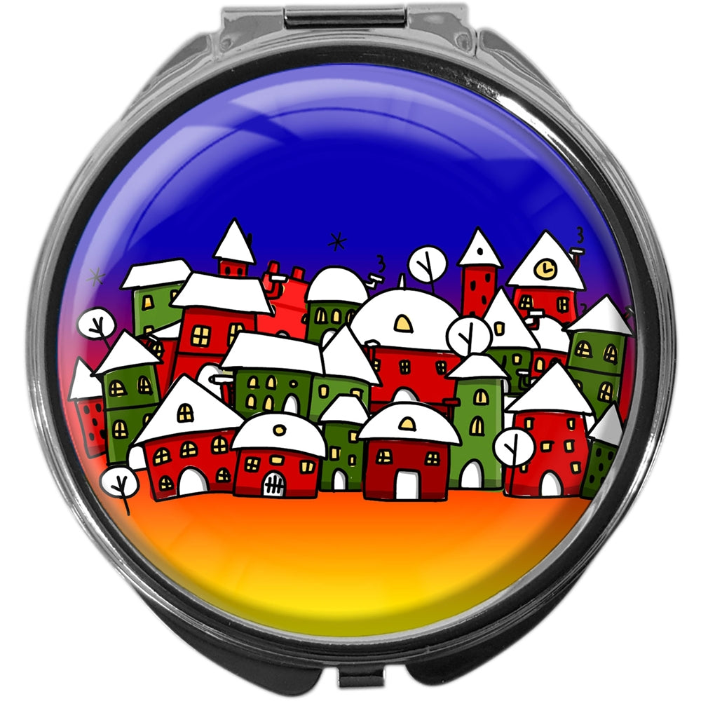 metALUm Pillendose mit Spiegel rund Metall 3 Fächer WEIHNACHTEN #4007