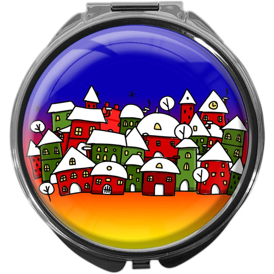 metALUm Pillendose mit Spiegel rund Metall 3 Fächer WEIHNACHTEN #4007