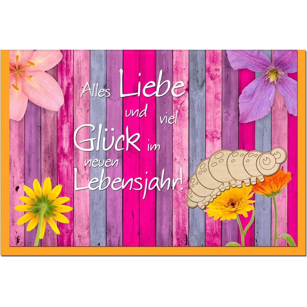 metALUm Geburtstagskarte RAUPE - 1206006S