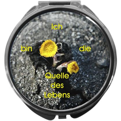 metALUm Pillendose mit Spiegel rund Metall 3 Fächer NEUES LEBEN #0003