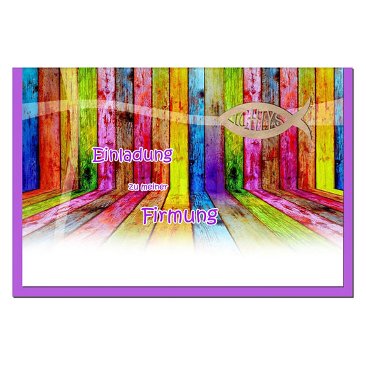 metALUm Einladungskarten im Set FIRMUNG - Bunte Hölzer