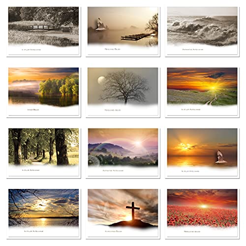 12 höchst anspruchsvolle metALUm Trauerkarten Beileidskarten Kondolenzkarten mit einzigartigen Motiven im Set