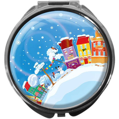 metALUm Pillendose mit Spiegel rund Metall 3 Fächer WEIHNACHTEN #4004