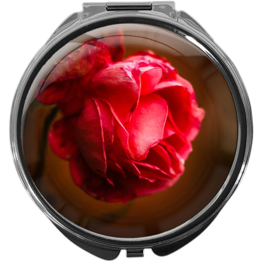 metALUm Pillendose mit Spiegel rund Metall 3 Fächer ROSE #1166