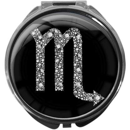 metALUm Pillendose mit Spiegel rund Metall 3 Fächer STERNZEICHEN SKORPION #1063