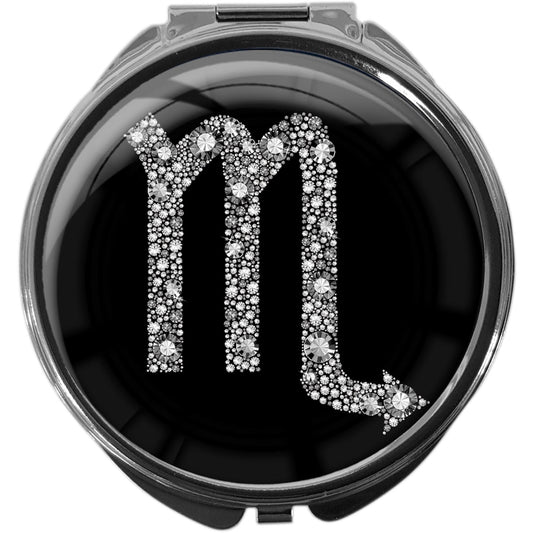 metALUm Pillendose mit Spiegel rund Metall 3 Fächer STERNZEICHEN SKORPION #1063